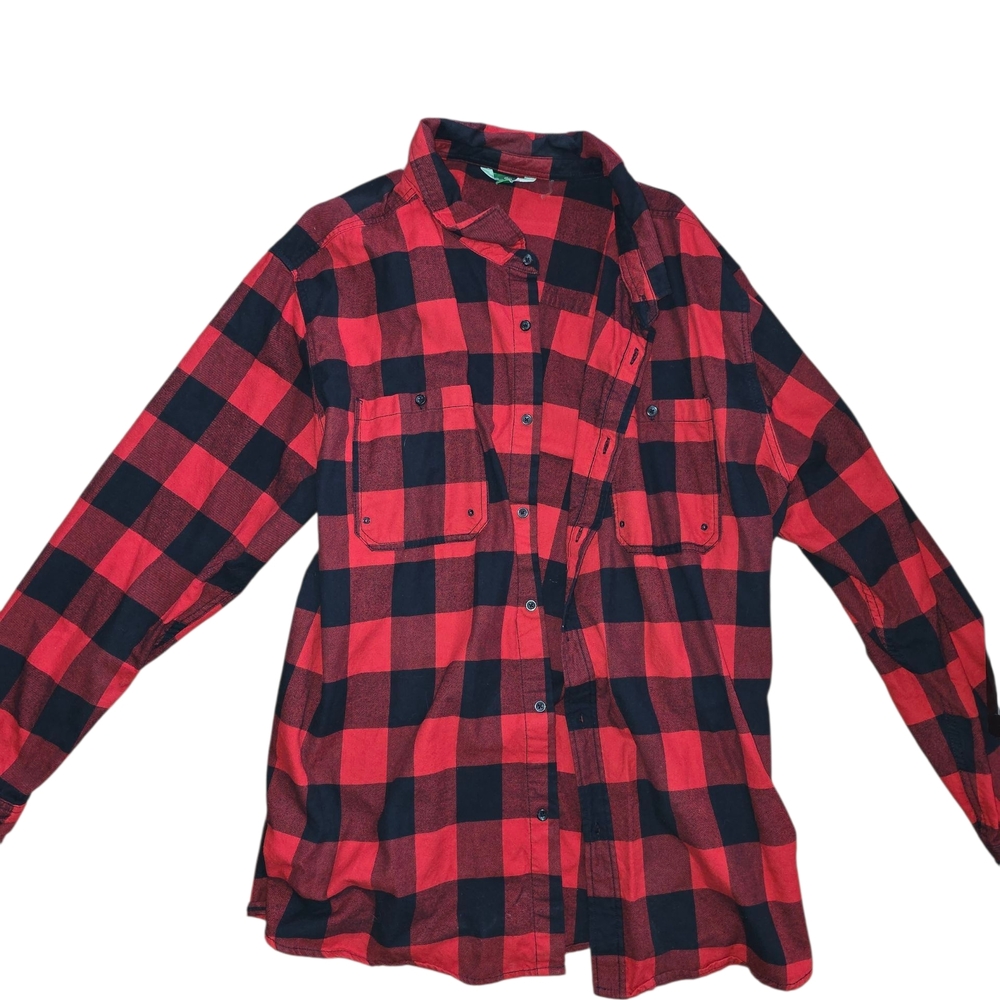 dip Red and Black Plaid Casual Button Down Shirt